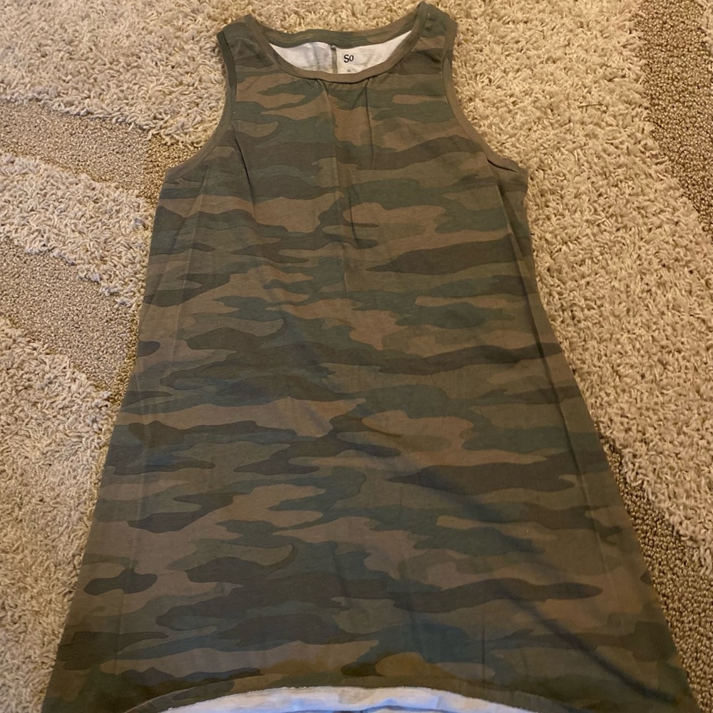 CAMO A-LINE SLEEVELESS COTTON DRESS